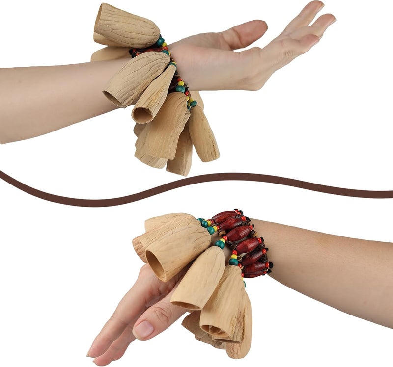 GOGHOST Cacho Seed Rattle Bracelet Anklet, 2 PCS African Shaker Nut Shell Bracelet Natural Percussion Accessories Musical Instrument(Kasika) - Image 4